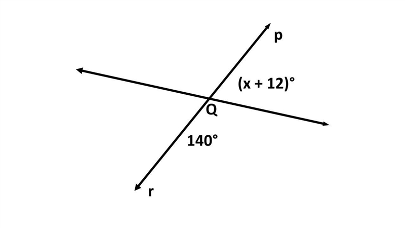 50 points! The lines p and r intersect with point Q. What is the value of x?-example-1