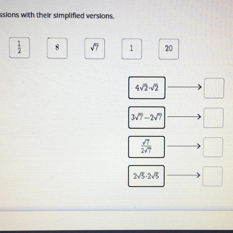 PLEASEEEEE Match the expressions with their simplified versions.-example-1