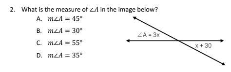 What is the measure of ∠A in the image below?-example-1