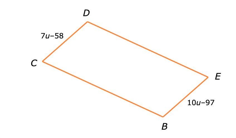 Find the value of u in parallelogram BCDE-example-1