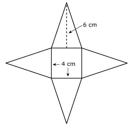 Find the area of the square pyramid represented by this net.-example-1