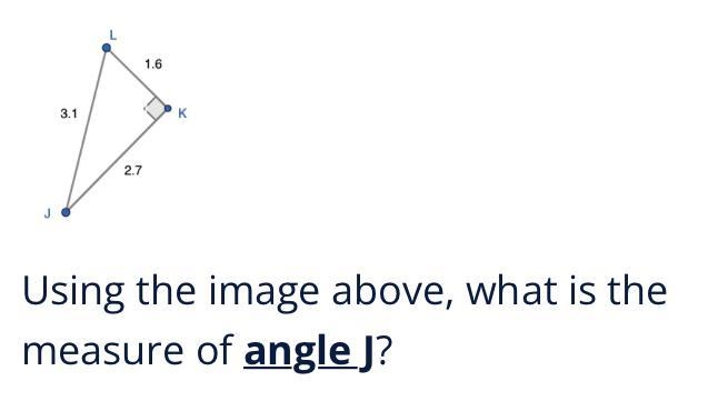 Using the image above, what is the measure of Angle J? Round to the nearest hundredth-example-1