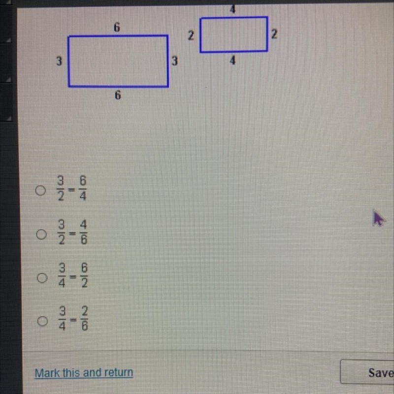 Which proportion could be used to determine if the figures could represent a dilation-example-1