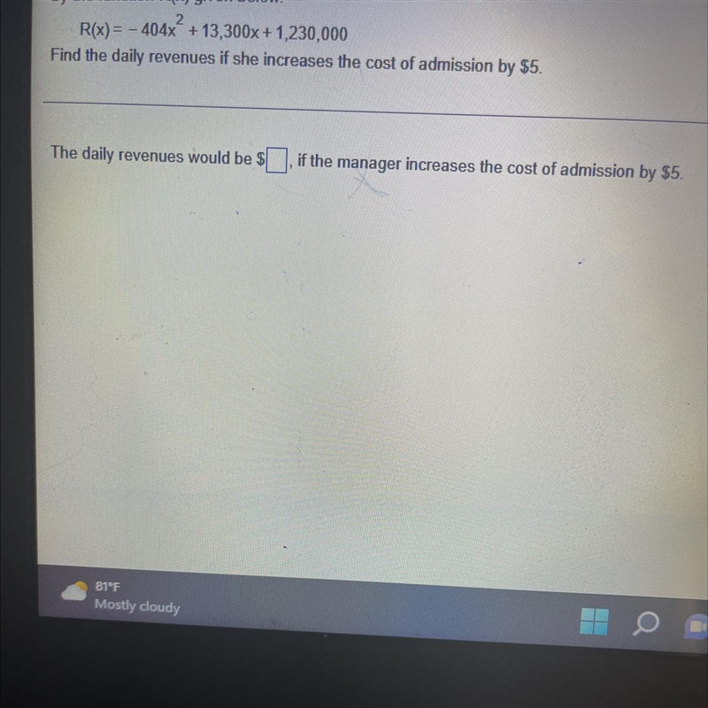 The manager of an amusement park is considering raising the price of admission to-example-1