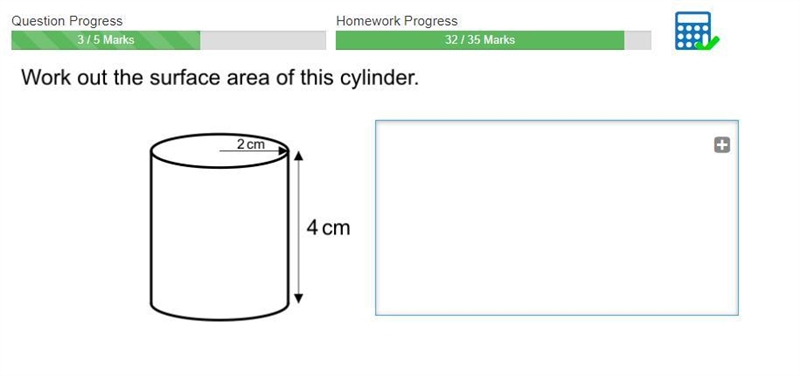 Work out the surface area of this cylinder-example-1