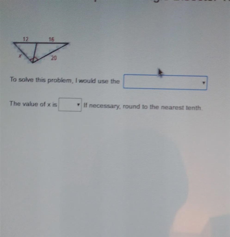 16 W 20 To solve this problem, I would use the The value of x is If necessary, round-example-1