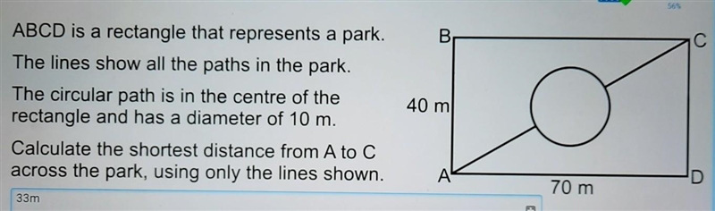 ABCD is a rectangle that represents a park. The lines show all the paths in the park-example-1