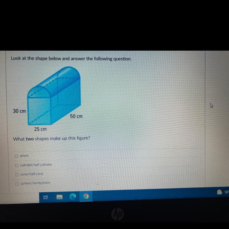 Look at the shape below and answer the following questions. What two shapes make up-example-1