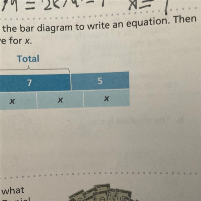 Use the Bar diagram tonight on the Quetion then solve for X￼-example-1