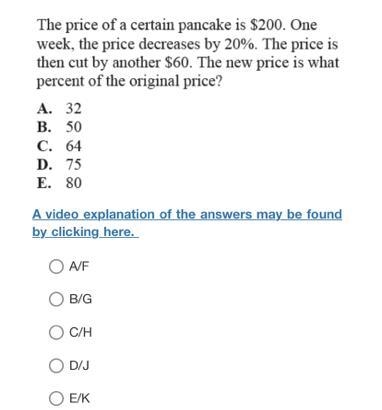 The price of a certain pancake is $200. One week, the price decreases by 20%. The-example-1