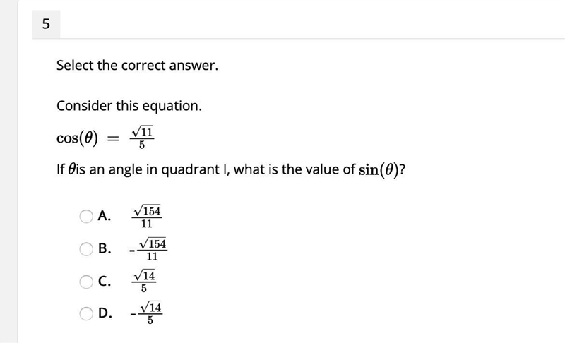 If angle 0 is in quadrant I, what is the value of sin 0? (REST OF THE QUESTION IN-example-1