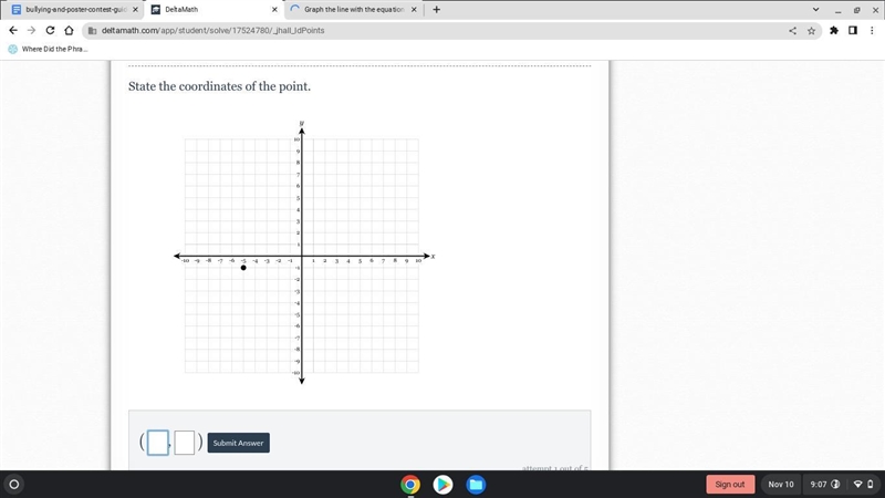 State the coordinates of the point.-example-1