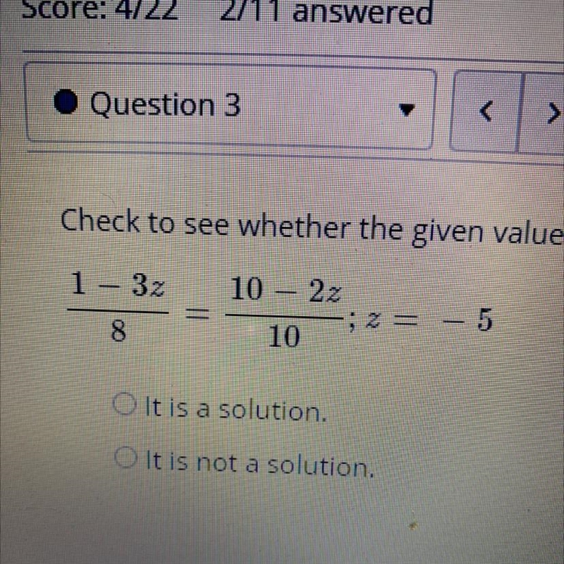 Solutions to EquationsDetermine which of the following are true statements. Check-example-1