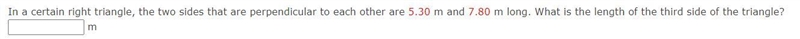 In a certain right triangle, the two sides that are perpendicular to each other are-example-1
