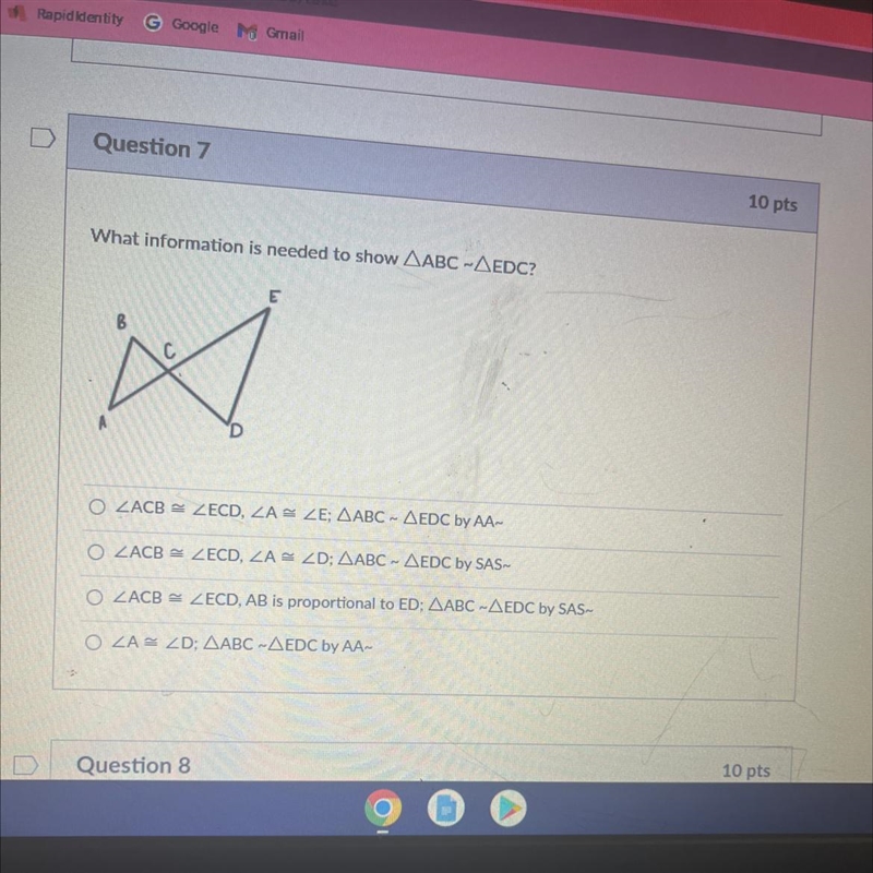 What information is needed to shoe ABC~EDC-example-1