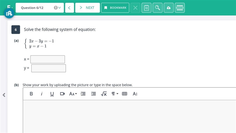 NEED HELP ASAP! SOLVE THE SYSTEMS OF EQUATIONS AND SHOW YOUR WORK *-example-1