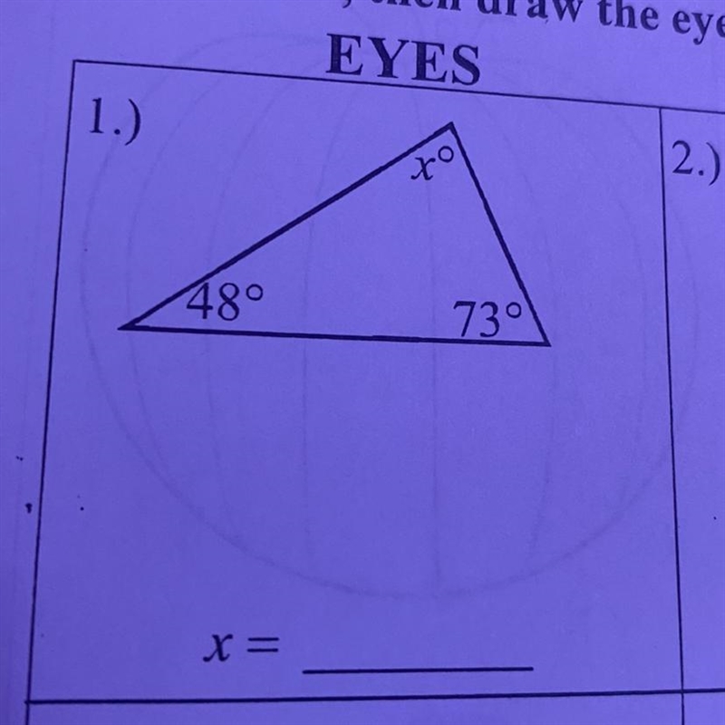 Solve for x 48° 73° X°-example-1