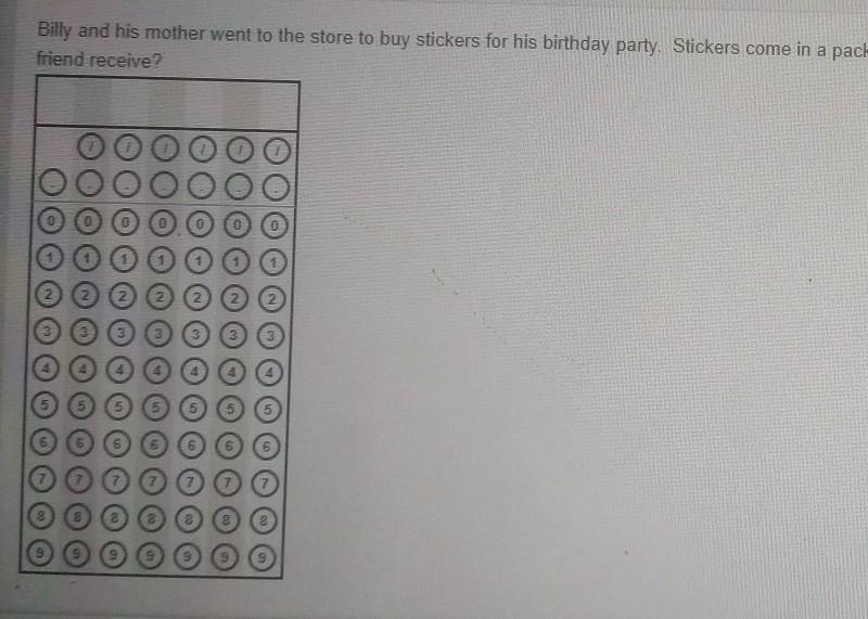 Billy and his mother went to the store to buy stickers for his birthday party. Stickers-example-1