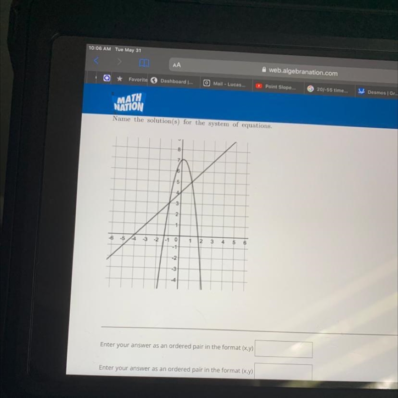 Name the solution(s) for the system of equations.-example-1