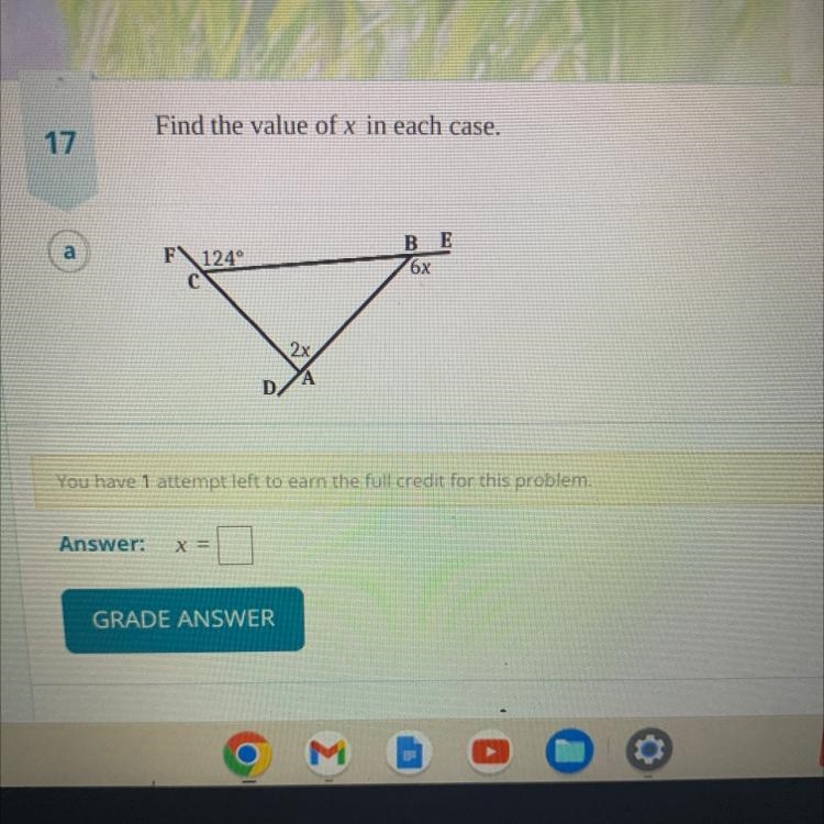 Find the value of x in each case.-example-1