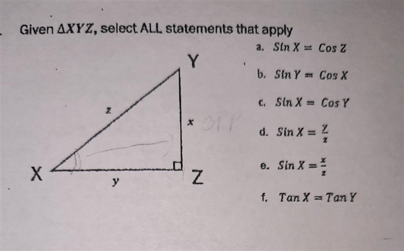 13. Given AXYZ, select ALL statements that apply.​-example-1