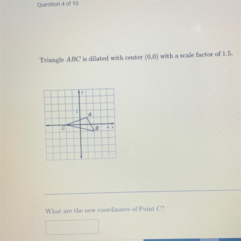 Triangle ABC is dilated with center (0,0) with a scale factor of 1.5. А C B What are-example-1