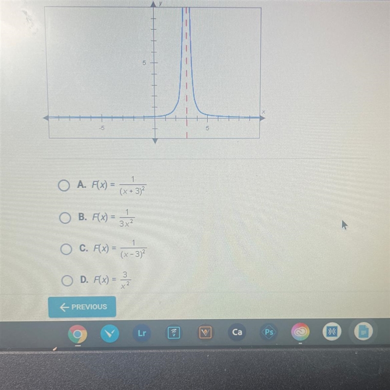 Which of the following rational functions is graphed below?-example-1