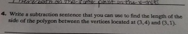 Write a subtraction sentence that you can use to find the length of the side of the-example-1