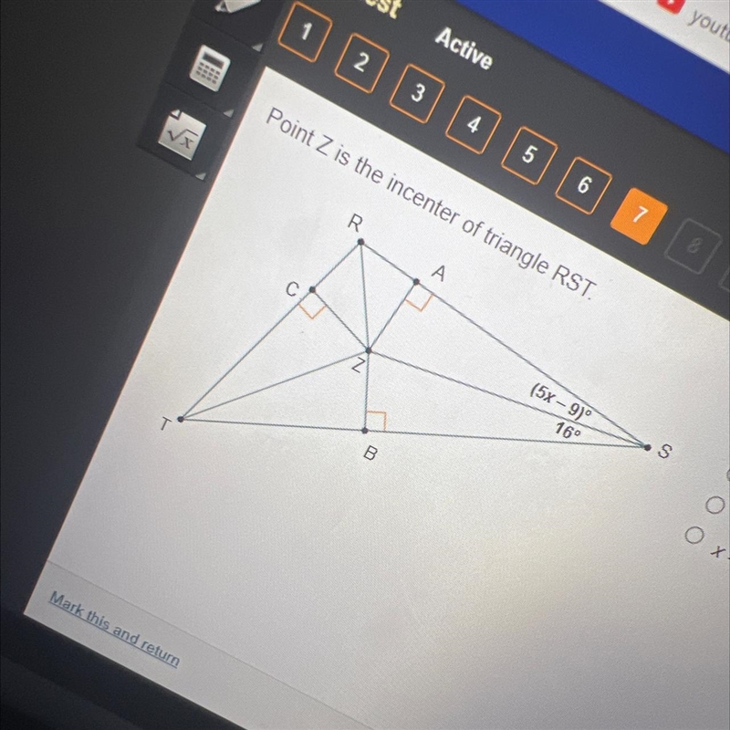 What is the value of x? A x = 2 B = 3 C x = 5 D x = 8-example-1