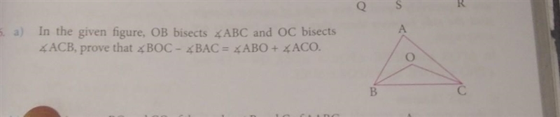 16. a) In the given figure, OB bisects ABC and OC bisects ACB, prove that BOC - BAC-example-1