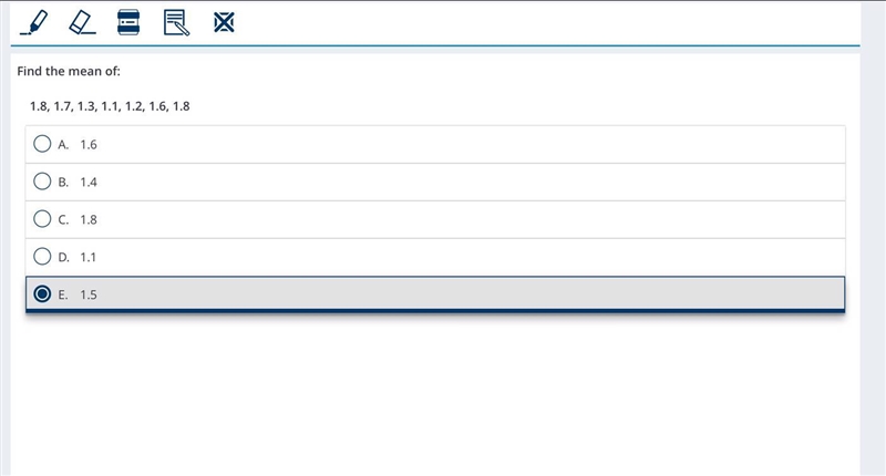 Find the mean of: 1.8, 1.7, 1.3, 1.1, 1.2, 1.6, 1.8-example-1