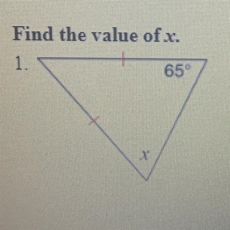 Find the value of x. X 65°-example-1