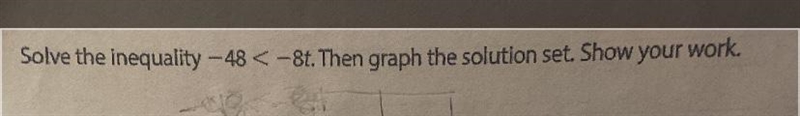 Solve the inequality-48< -8t. Then graph the solution set.show your work-example-1