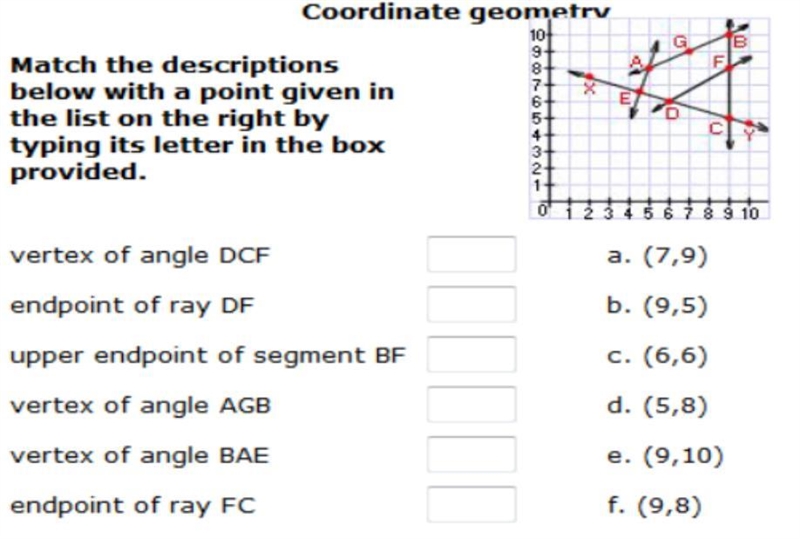 100 POINTS ASAP PLEASE Vertex of angle DCF: Endpoint of ray DF: Upper endpoint of-example-1