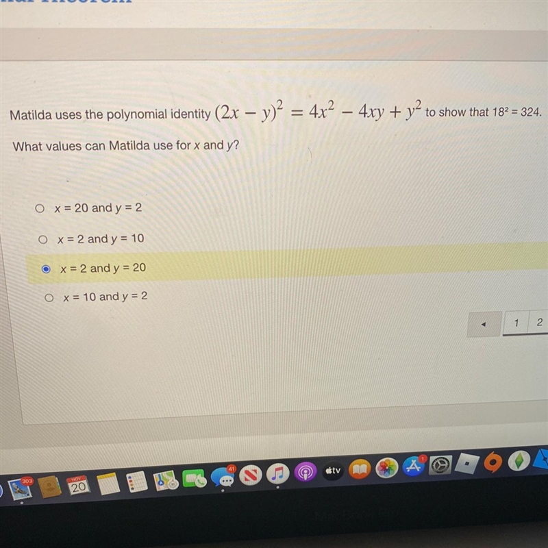 What values can Matilda use for x and y ? please help!!!-example-1