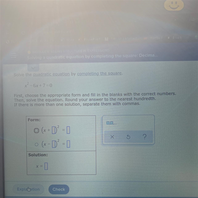 Solving a quadratic equation by ompey we syua Solve the quadratic equation by completing-example-1