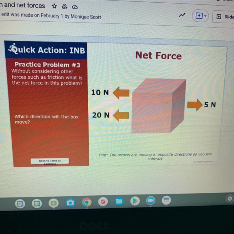 Without considering other forces such as friction what is the net force in this problem-example-1