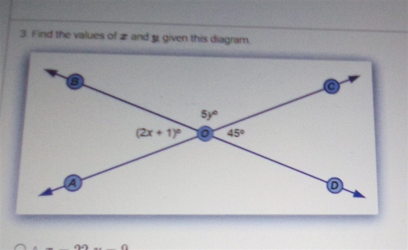 3. Find the values of x and y given this diagram​-example-1