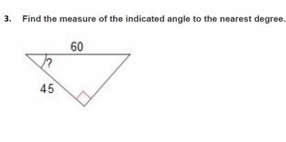 Geometry problem in the picture: Find the measure of the angle to the nearest degree-example-1