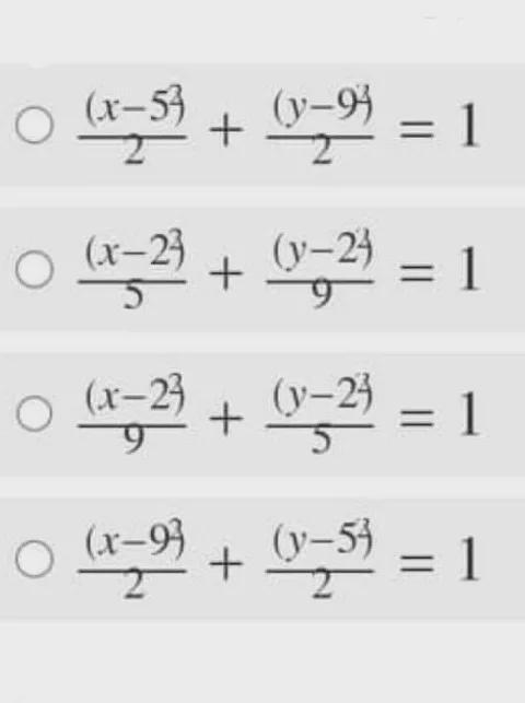 determine the equation of the ellipse with center (2,2), focus (2,0), and vertex (2,5).multiple-example-1