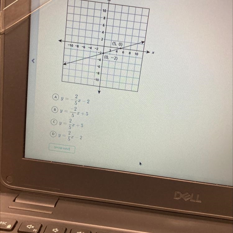 Which equation represents the line shown on the coordinate grid below (0, -2) 2 4 - 4 -6 -8 -10 2 AY-example-1