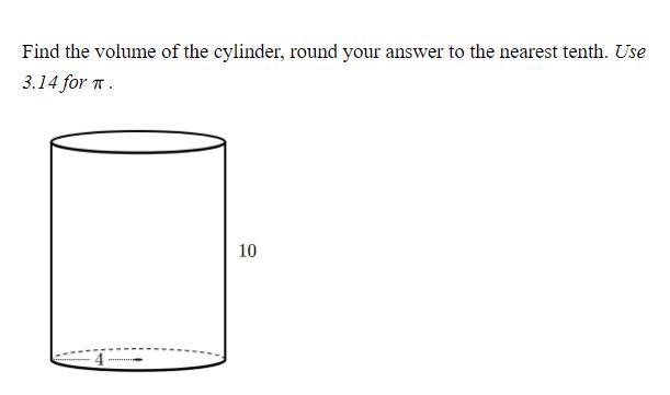 Find the volume of the cylinder, round your answer to the nearest tenth-example-1