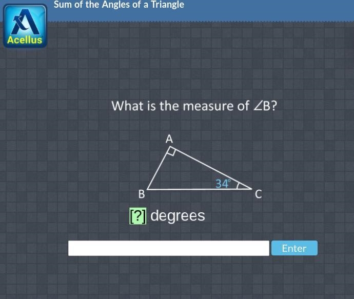 Can someone please help explain how to do this? What is the measure of B? C is 34 degrees-example-1