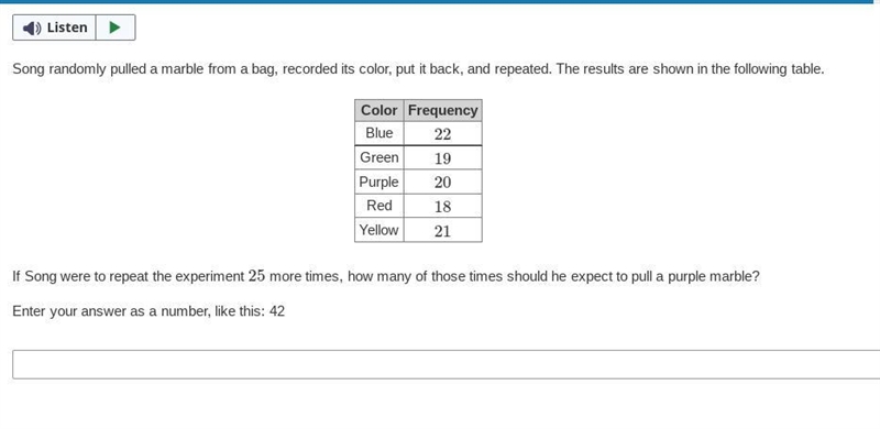 Song randomly pulled a marble from a bag, recorded its color, put it back, and repeated-example-1