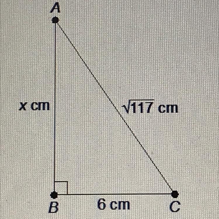 Solve this problem. What is x? Don’t forget to use the equation a^2 + b^2 = c^2 SHOW-example-1