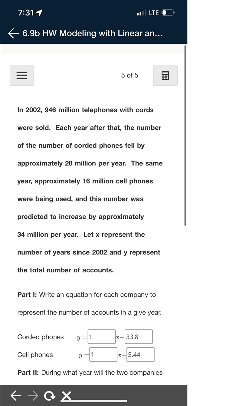 In 2002, 946 million telephones with cords were sold. Each year after that, the number-example-1