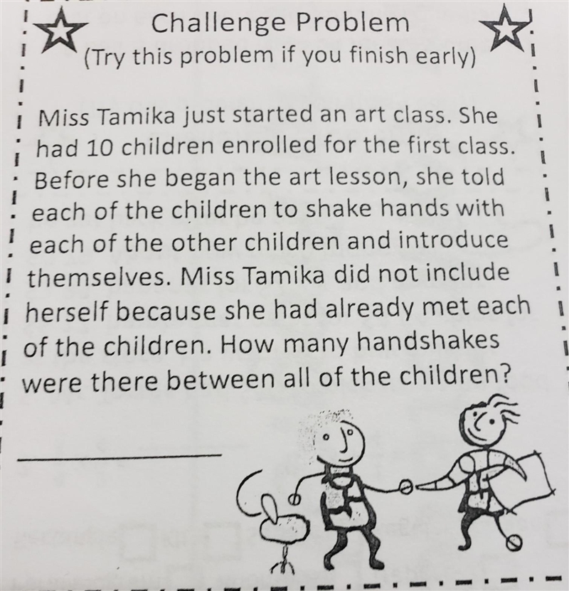 Miss Tamika just started an art class. She had 10 children enrolled for the first-example-1