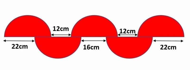 The five semi-circles are identical. Solve for the diameter of one semi-circle. Could-example-1