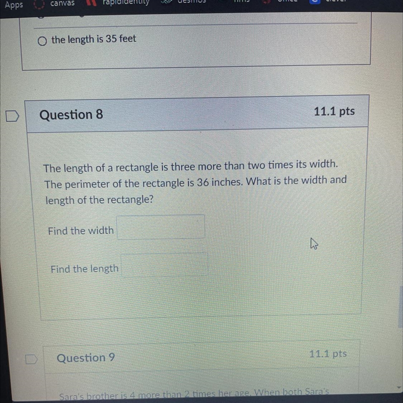 the length of a rectangle is three more than two times its width. the perimeter of-example-1