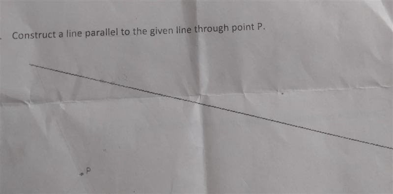 Construct a line parallel to the given line through point P. ​-example-1